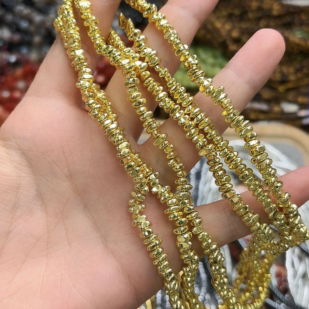 未镶嵌玛瑙/玉髓珠宝半成品卡六金色黑胆碎石一条