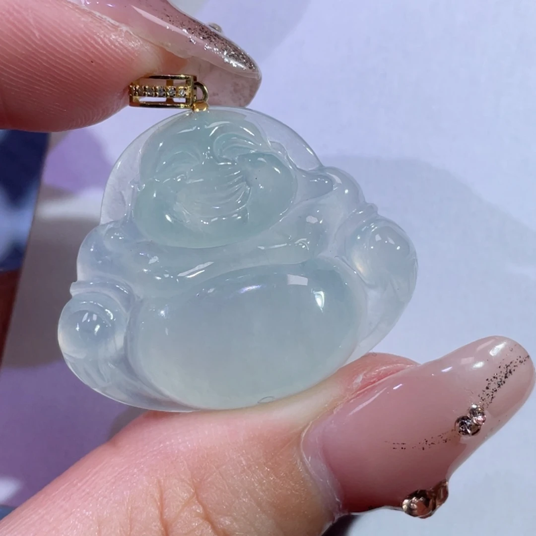 翡翠颈饰18K金镶嵌佛公