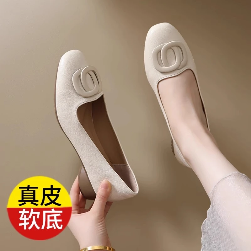 【万达撤柜】9单鞋女夏季新款低跟浅口鞋妈妈鞋百搭不累脚软底女鞋