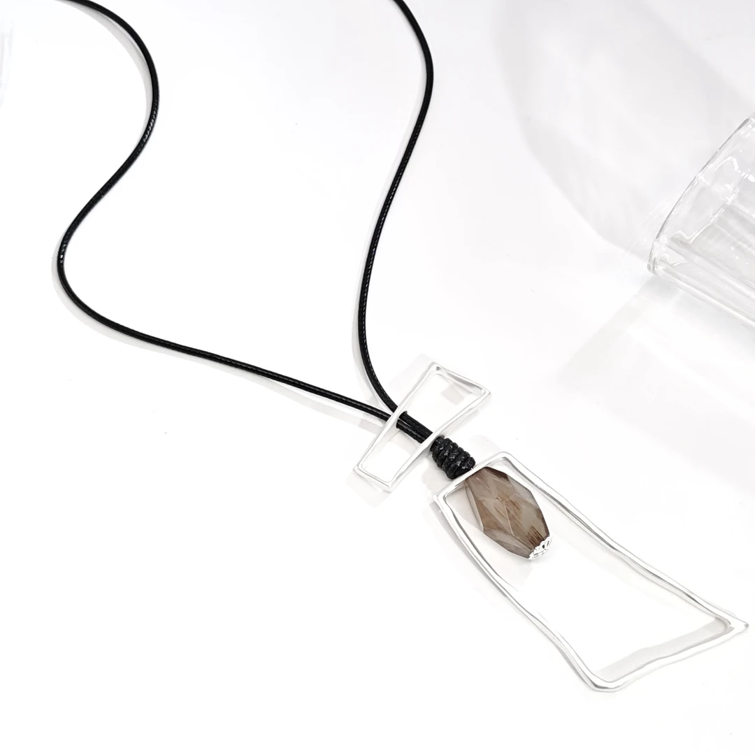 非金属皮质项链 08335冰岛几何长款哑光毛衣链长款项链