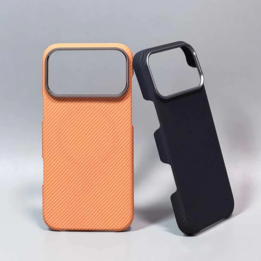 水贴半包磁吸日落月升适用苹果17ProMax手机壳凯夫拉编织碳纤维纹