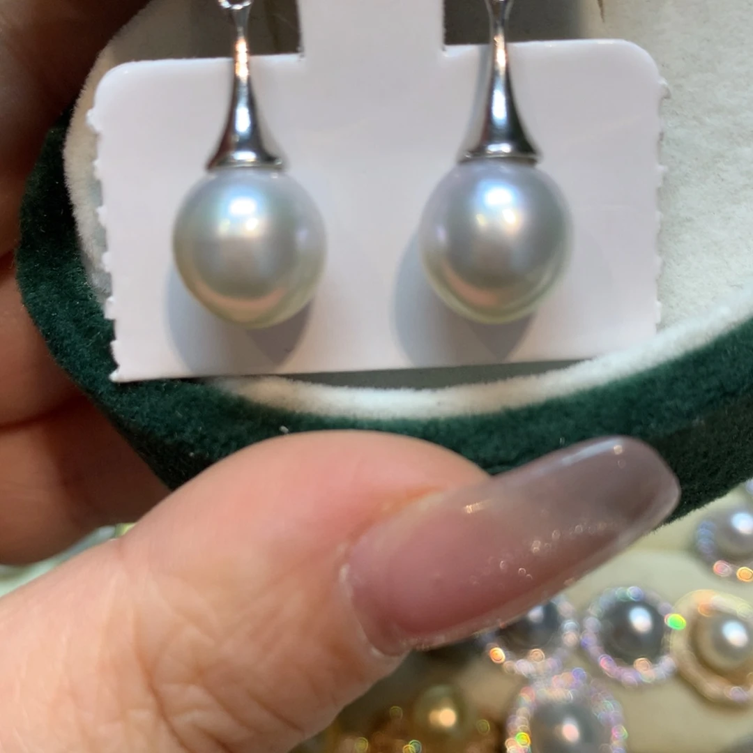 海水珍珠耳饰银S925镶嵌