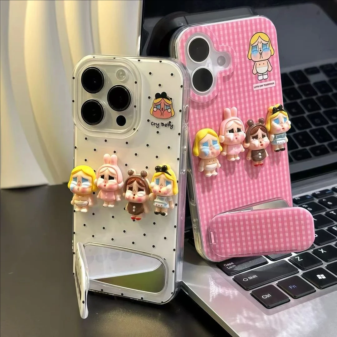 立体哭娃贴件支架适用苹果15/16壳华为Pura80可爱Mate70小米15/14