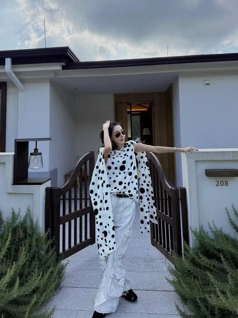 EXPAPARICH 涟漪波点飘带无袖上衣