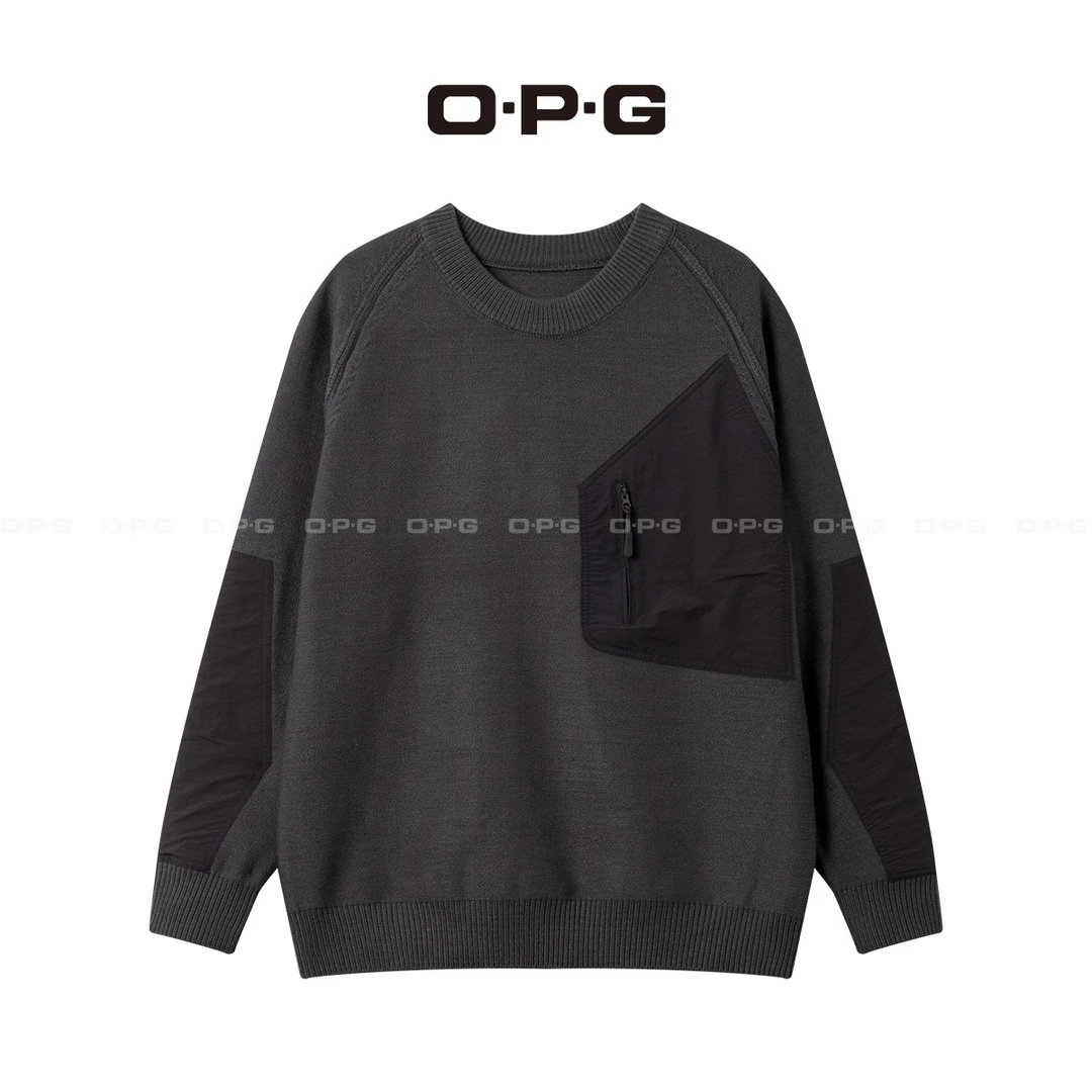 O.P.G【重磅复古美式口袋针织毛衣】初秋新款情侣百搭上衣CL001