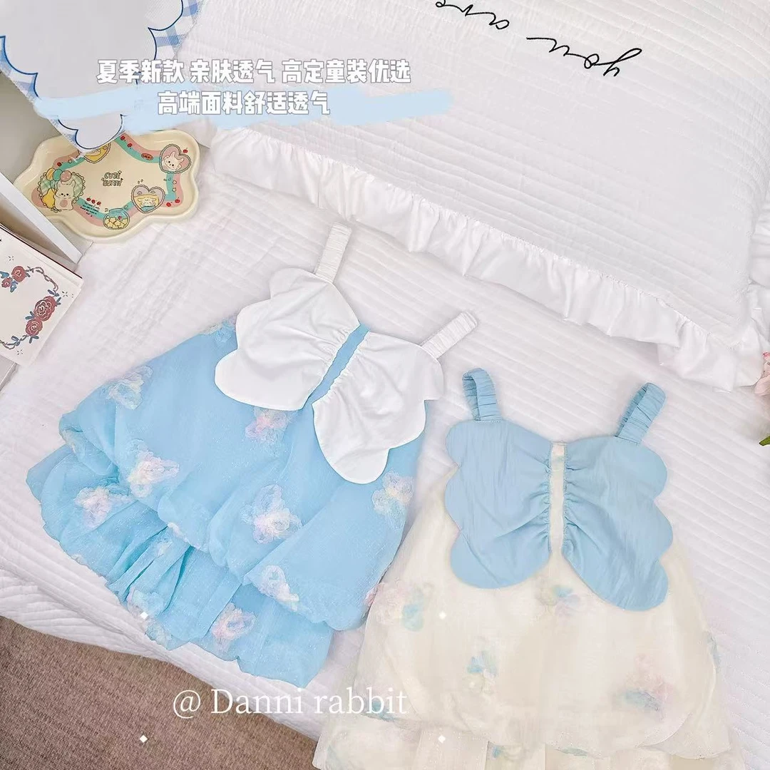 【Dannirabbit】*高端气质蕾丝蝴蝶轻纱+女童花苞套装*D-H536