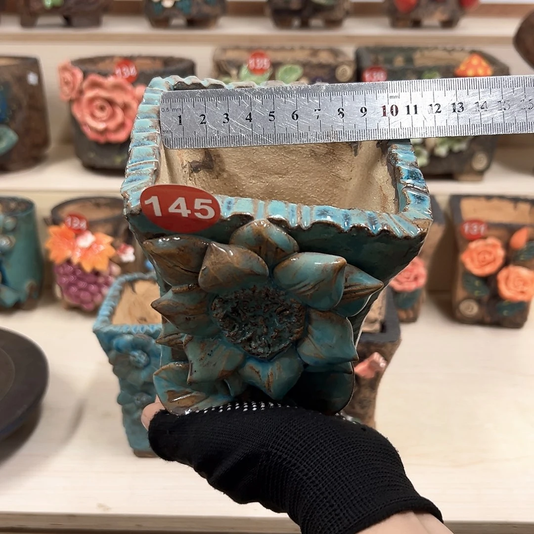 茶***筑紫砂花盆145号微瑕内口9.5外高15