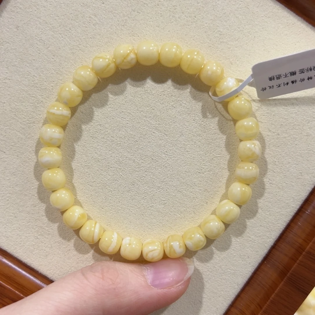 未镶嵌蜜蜡手链7m浓蜡浓白妖花 新货捡漏 性价比特别高