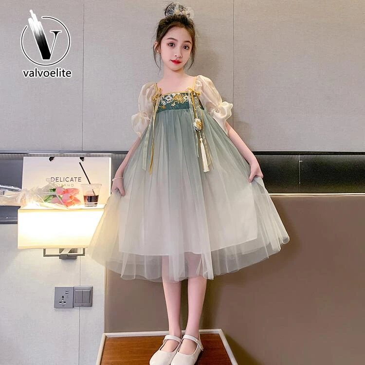 VALVOELITE女童汉服连衣裙夏季2025新款大童唐装超仙中国风公主裙