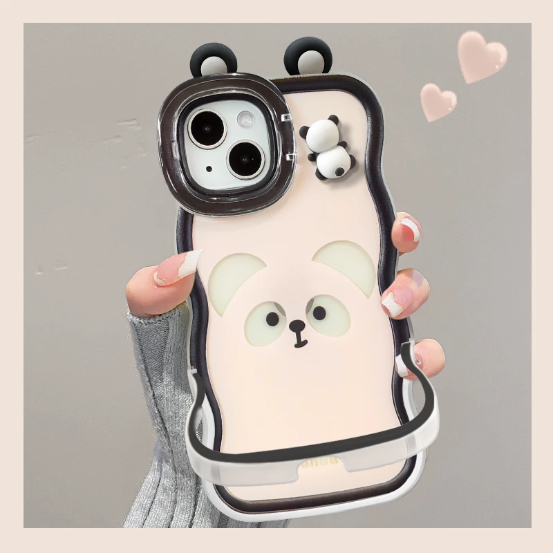 熊猫公仔适用于苹果15华为oppo/vivo小米iPhone16pro双支架手机壳