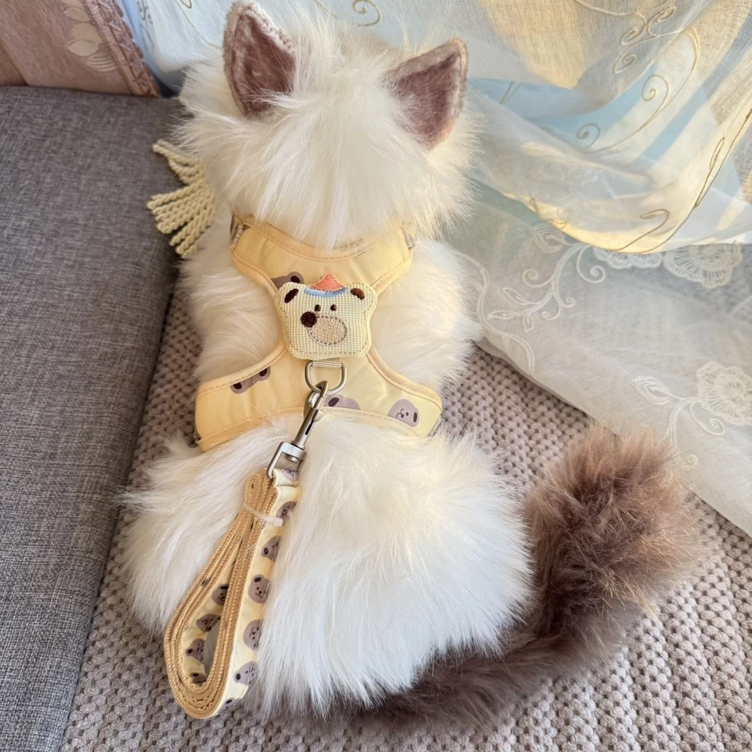 猫咪牵引绳背心挣脱外出遛狗绳子小型专用链子调节宠物背带狗狗LX