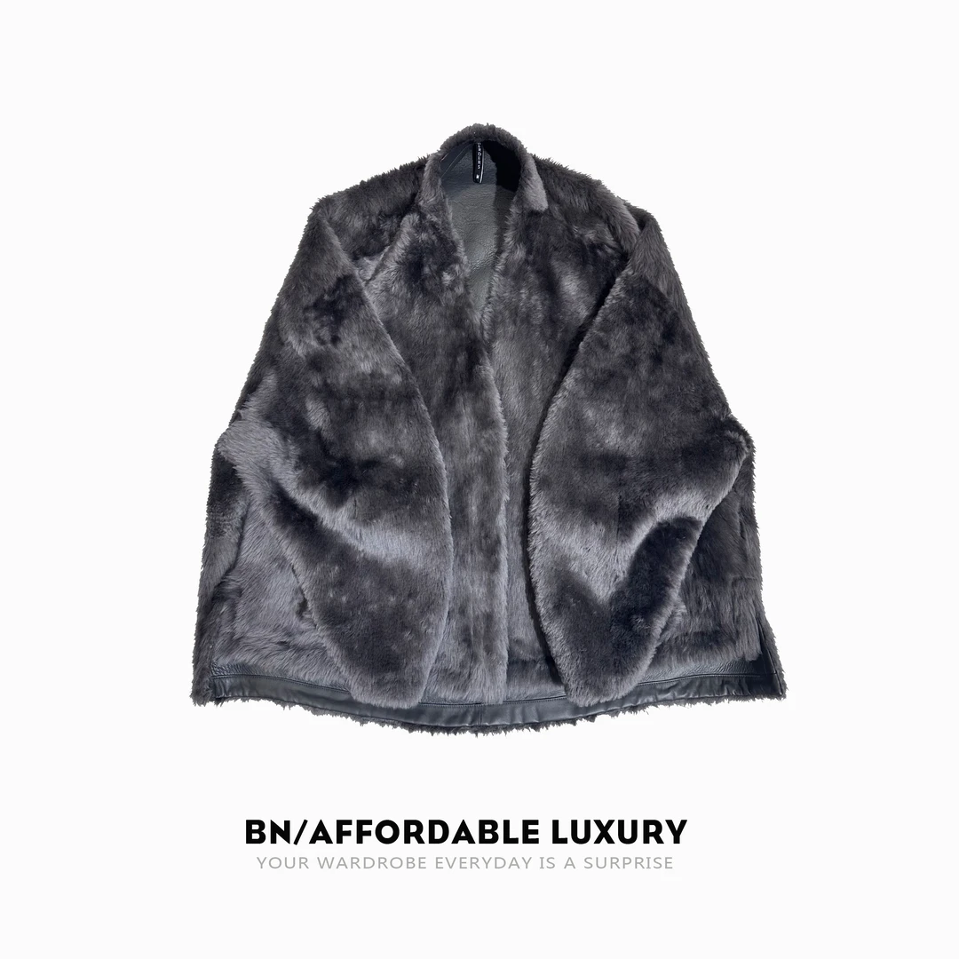 【BNcustom】西班牙进口拉贡折叠袖细毛皮毛/一体秋冬宽松版外套