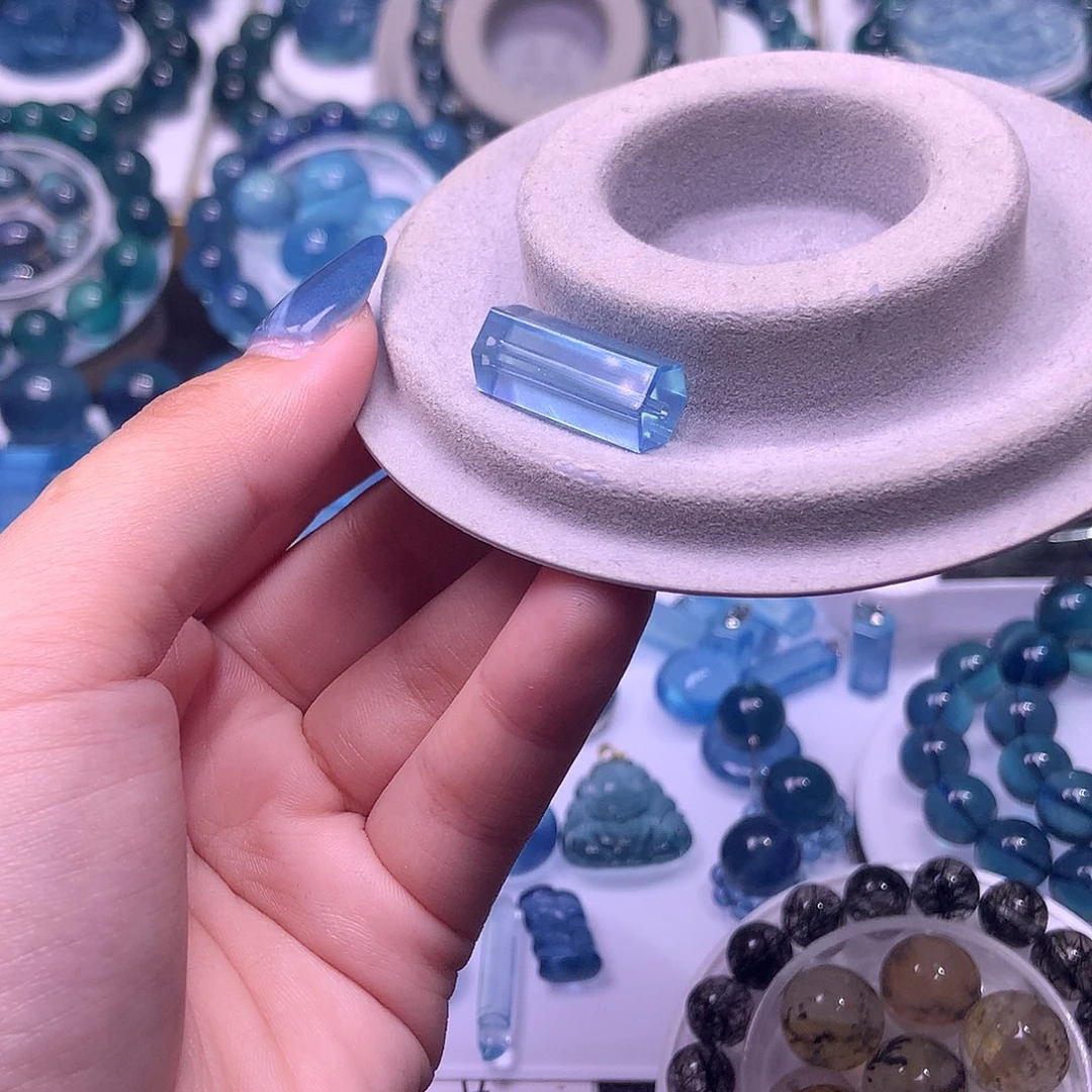 未镶嵌手串海蓝宝石冰透圣蓝六边柱【120元】拍2件