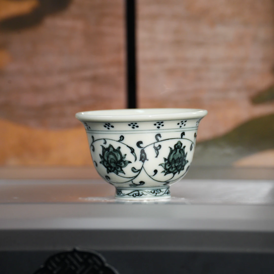 立勤堂二号釉宝宝缠枝莲压手杯景德镇陶瓷茶具男女士泡茶专用手工