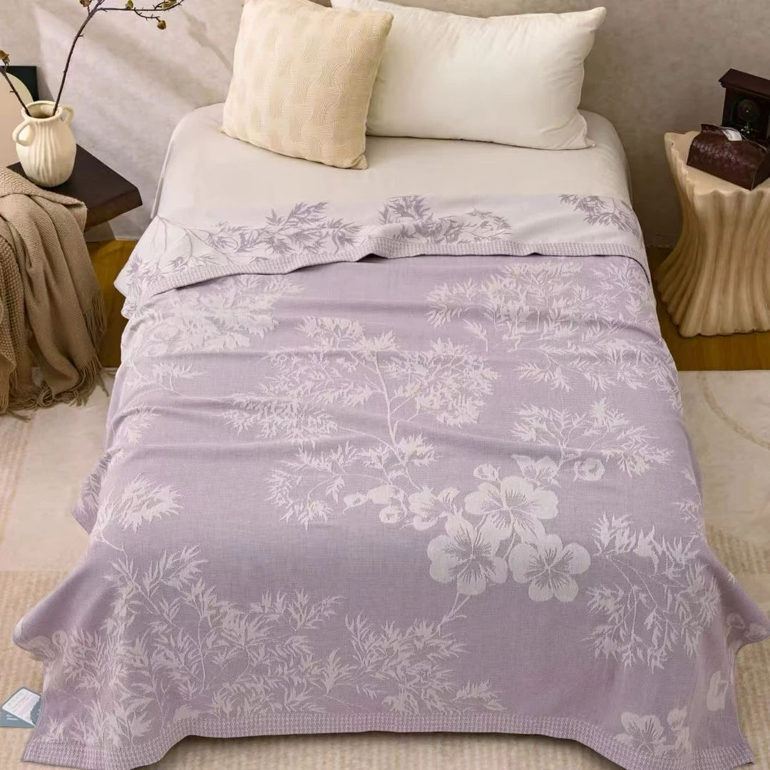 【床盖-看花回-紫-200】200*230cm高奢私人定制款床盖柔软舒适