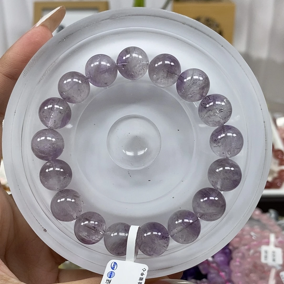 水晶手链未镶嵌紫兔毛12咪