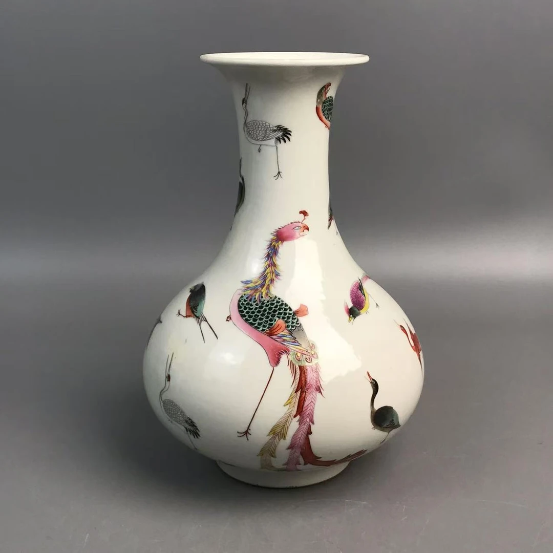 清光绪粉彩百鸟朝凤图荸荠瓶