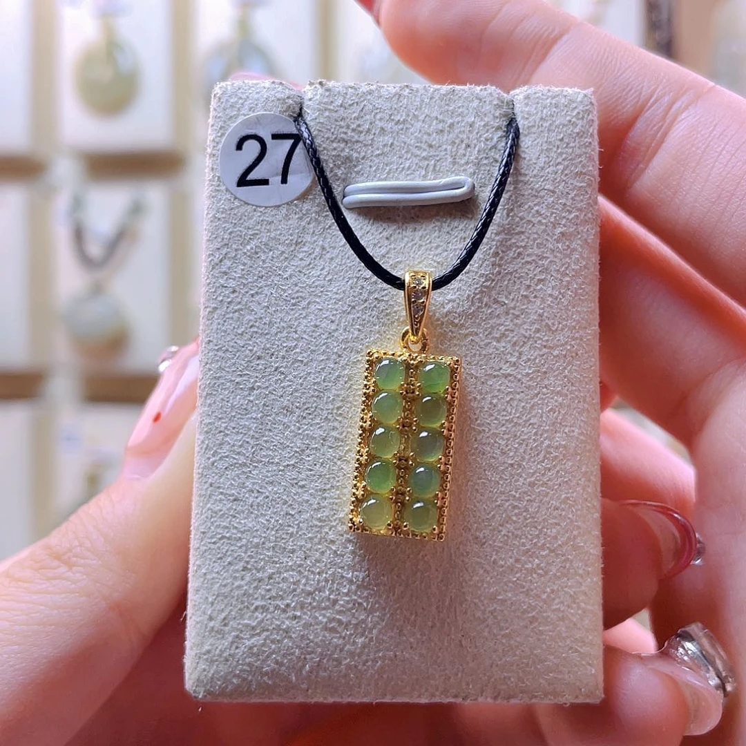 和田玉吊坠(赠链)银S925镀金镶嵌