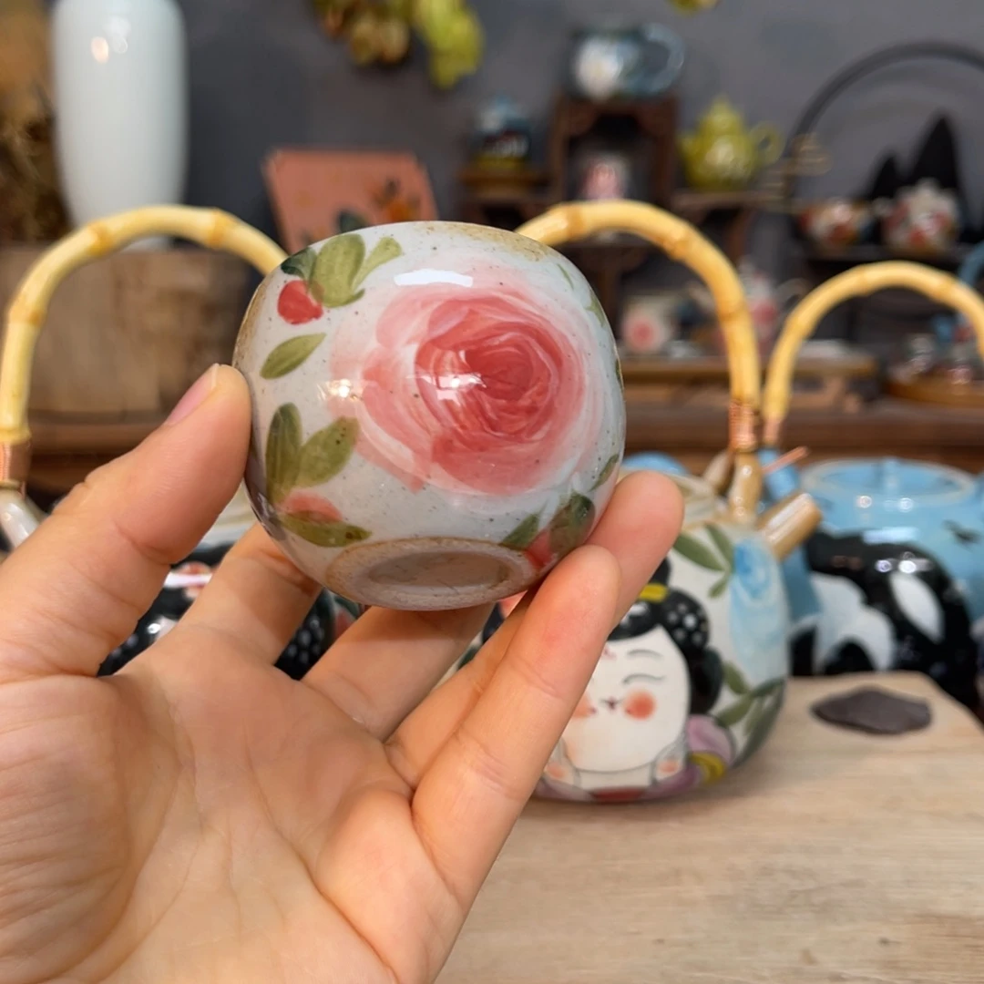 月***！壶素浅陶瓷手工手绘