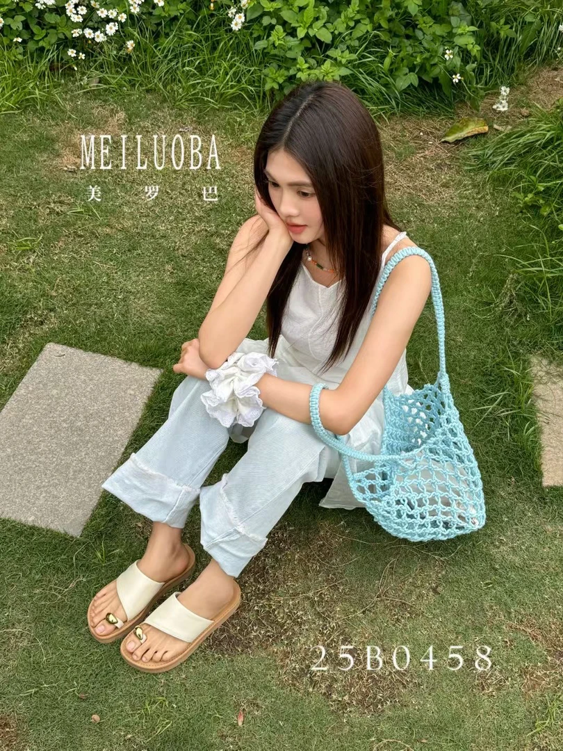 美罗巴时尚新款白色休闲凉鞋25B0458夏季