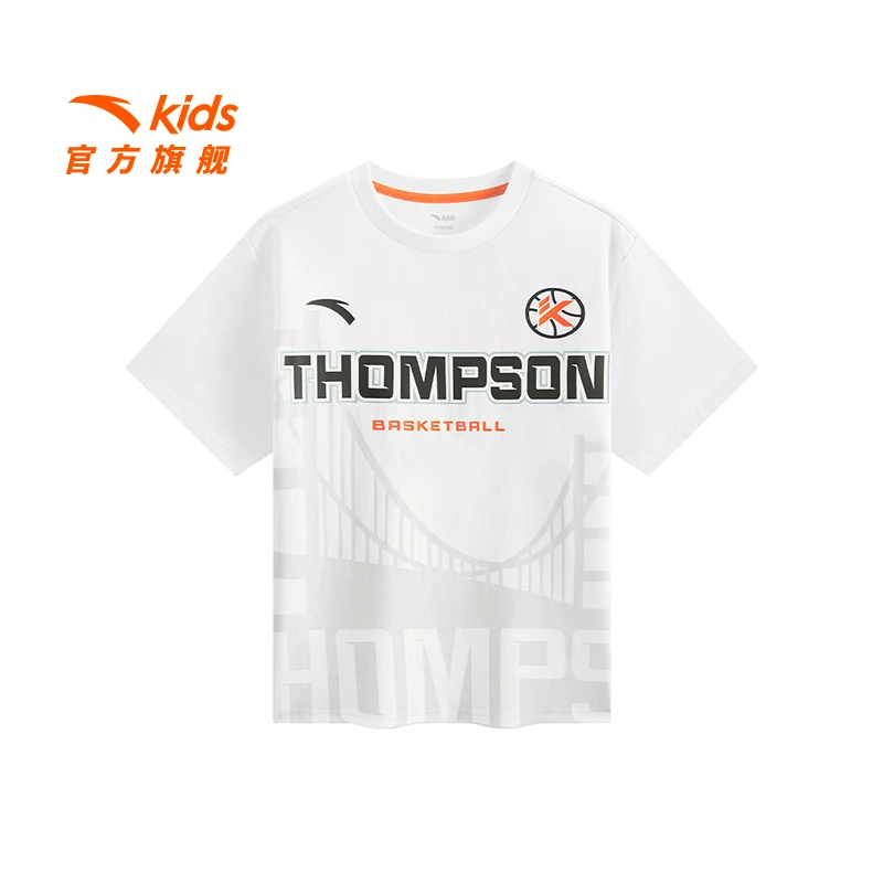 安踏儿童男大童针织短t2025夏新款透气舒适青少年运动圆领短袖