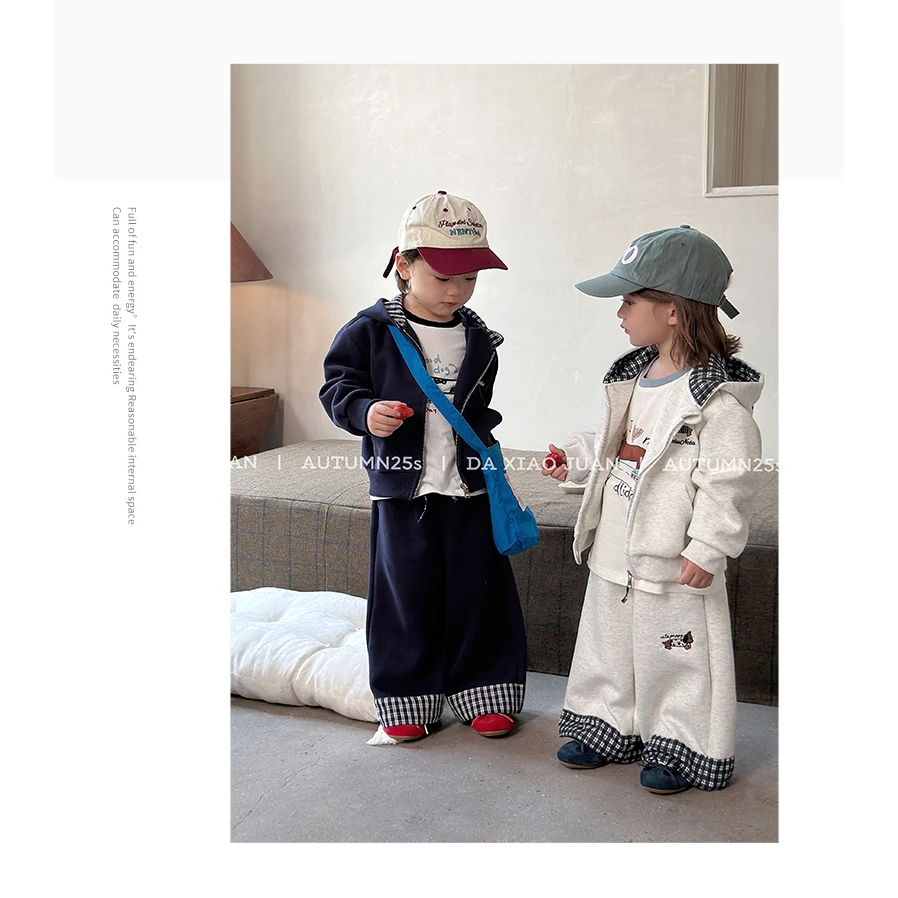 【大小卷】秋季儿童韩版刺绣华棉男童女童卫衣套装-83127