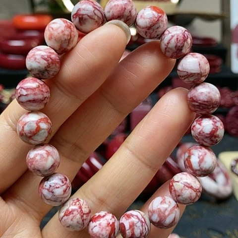 天然辰砂原石卡10手链