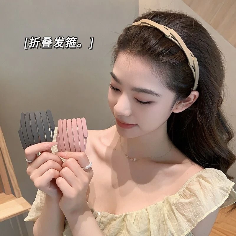 A新款简约伸缩发箍可随身携带外出发带夏天可爱隐形带齿防滑头箍