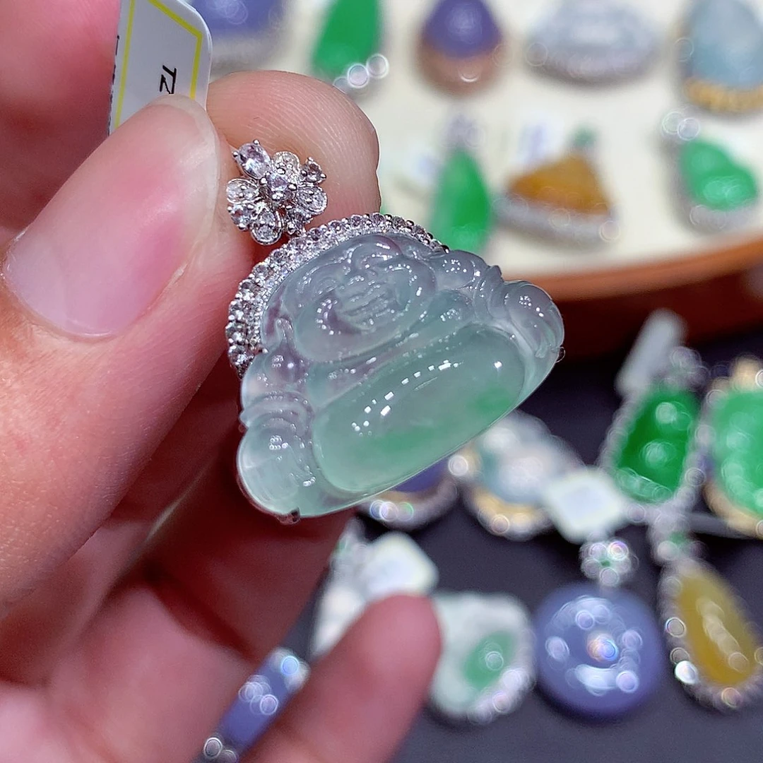 翡翠18K金镶嵌吊坠(不含链)