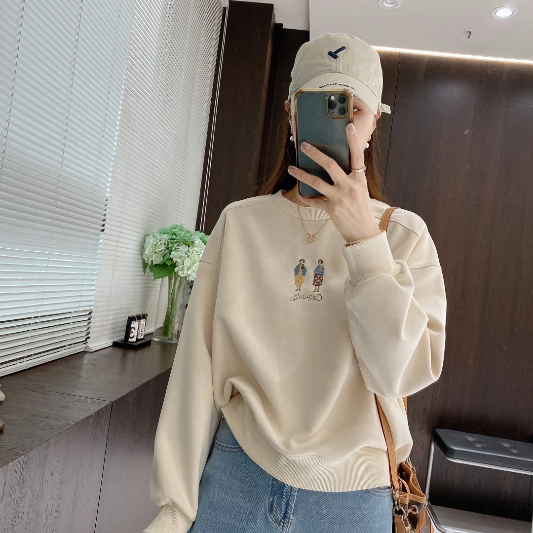 IMFLY金小金自制女装 卫衣DYW8636春季卡通刺绣休闲圆领上衣