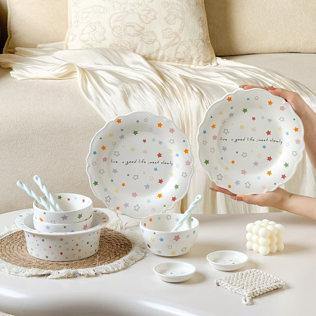 【SH】星语星愿圆形米饭碗小众原创设计大容量高温陶瓷米饭碗