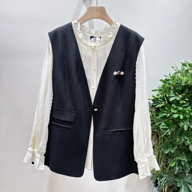 胖mm气质款西装马夹