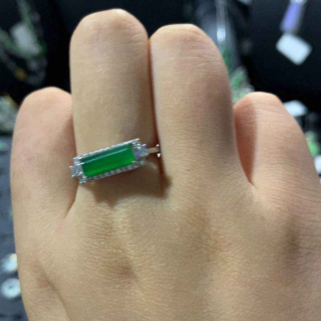 翡翠银S925镶嵌耳饰