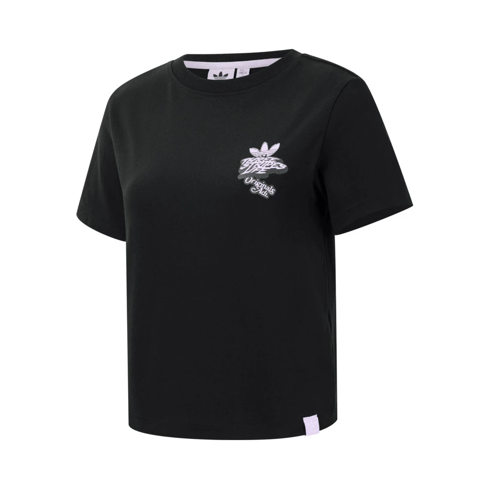 adidas三叶草2025女子CS TEE W针织无领短T恤JN1680