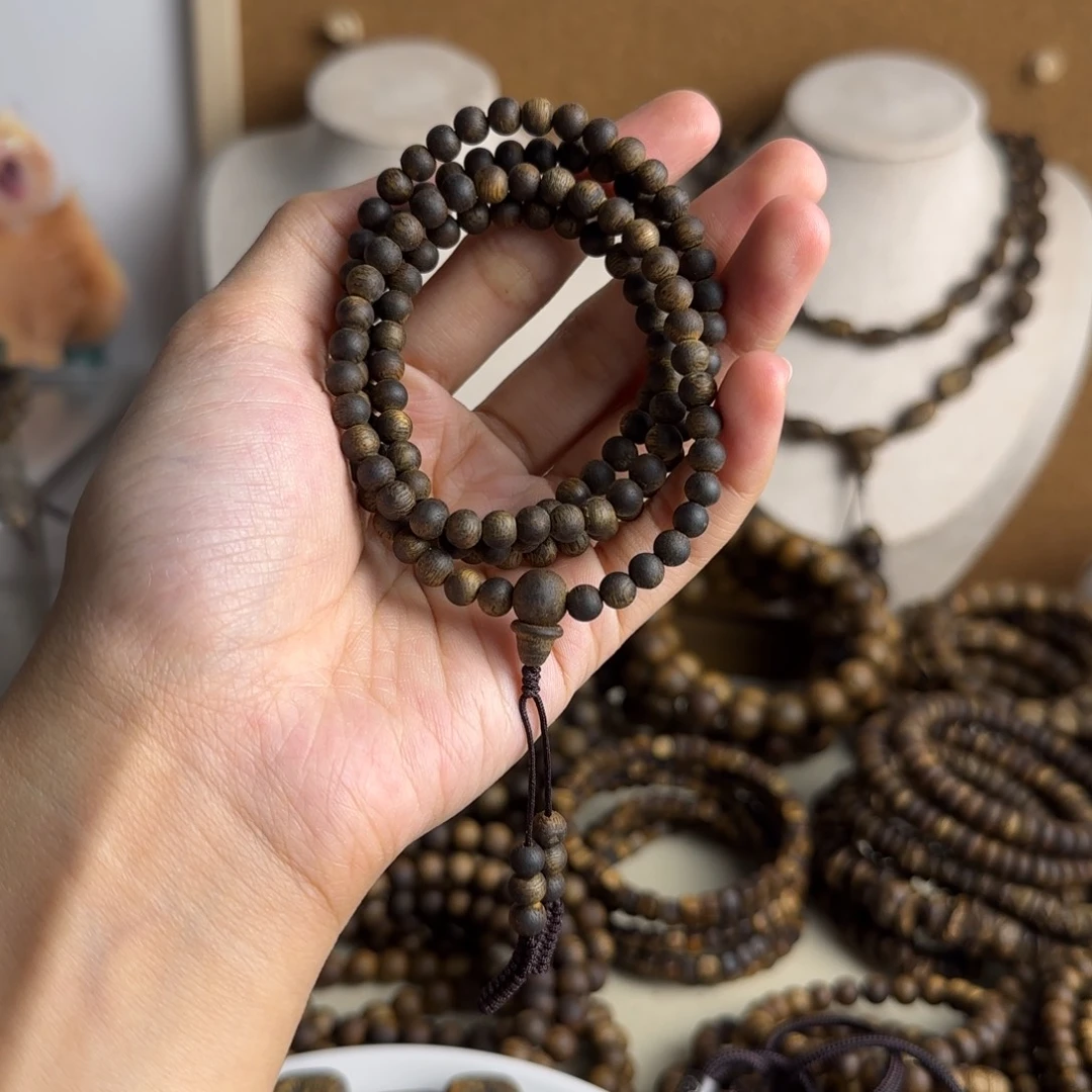 沉香碎屑沉香横*～奇楠沉香05圆珠多圈沉水13g+