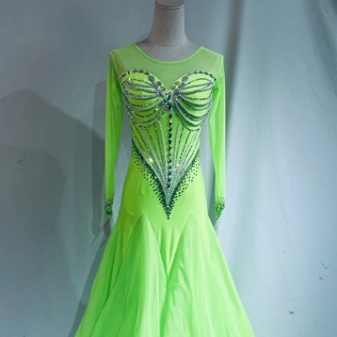 定制款摩登舞裙大摆设计国标舞交谊舞表演赛服连衣裙演出服舞蹈服