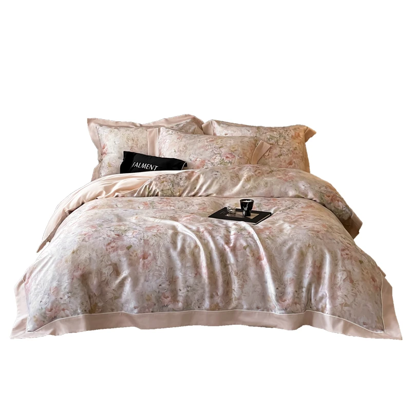 美作师高端春夏天双面兰精棉贡缎四件套床单裸睡凉感冰丝床上用品