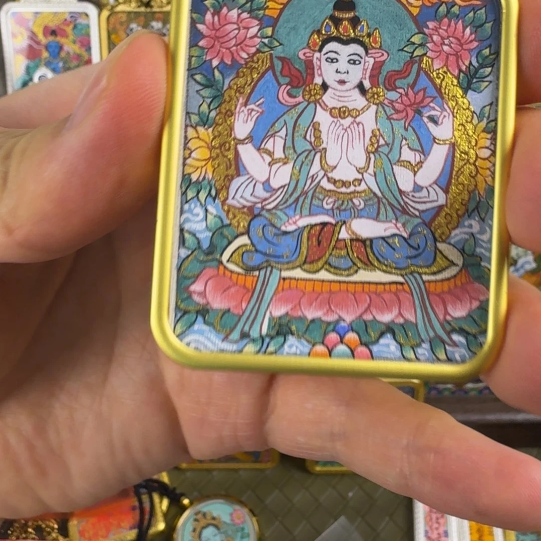 吊坠纯手绘四臂观音