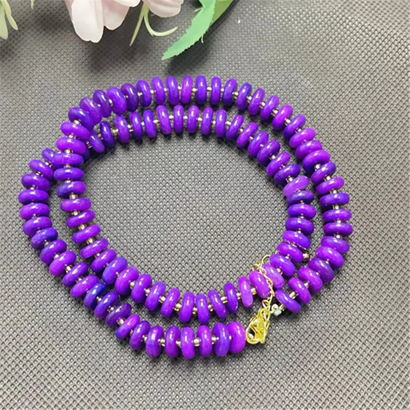 蓝紫幻彩紫舒8MM算盘珠项链 S1106 多样性发一
