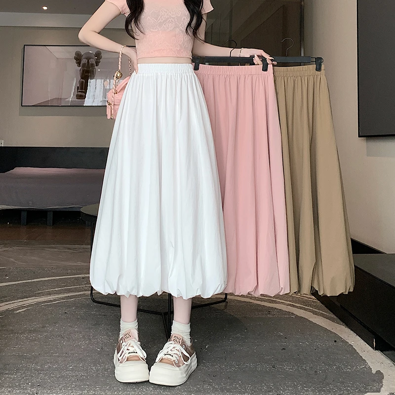 2025春夏新款高腰显瘦半身裙云朵裙长裙子设计感蓬蓬白色花苞裙女