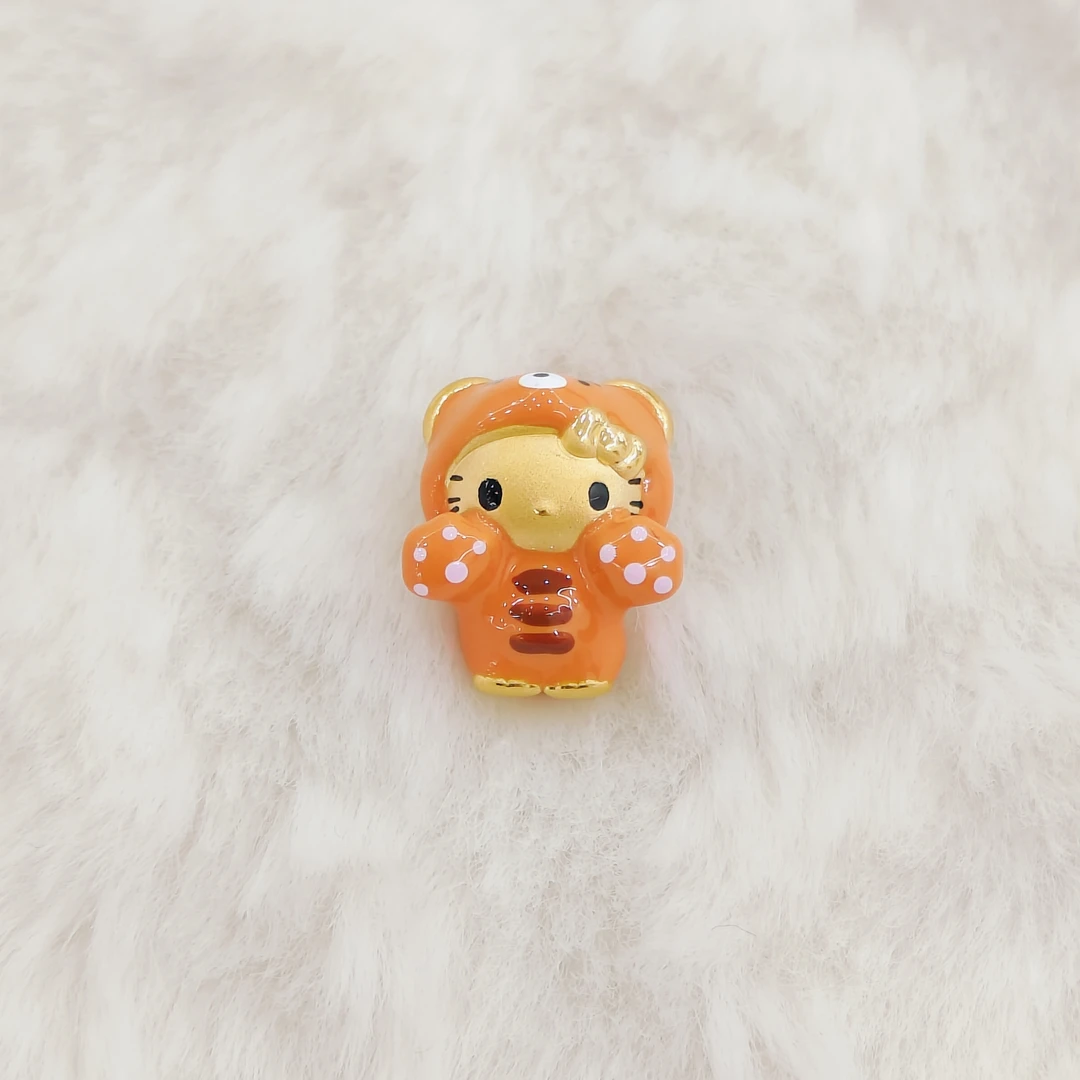 吉金珠宝 足金999老虎Kitty烤漆款3D硬金转运珠手串
