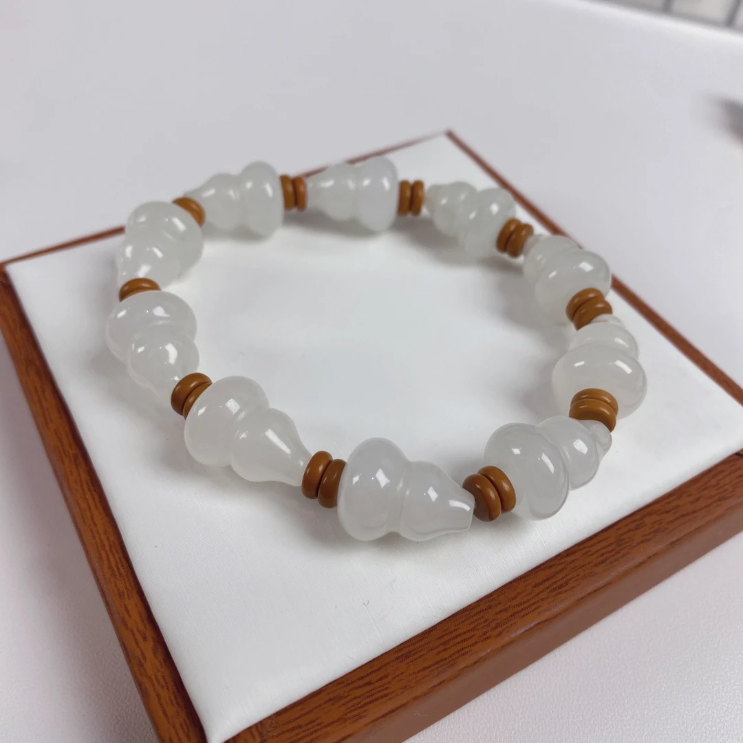 葫芦手串新疆金丝玉天山翠手串男女同款玉石手链送朋友妈妈链天然