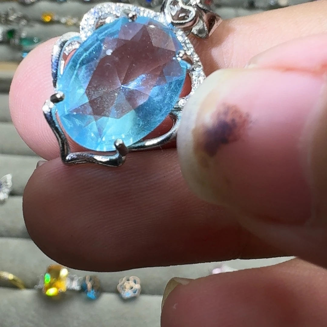 托帕石戒指银S925镶嵌