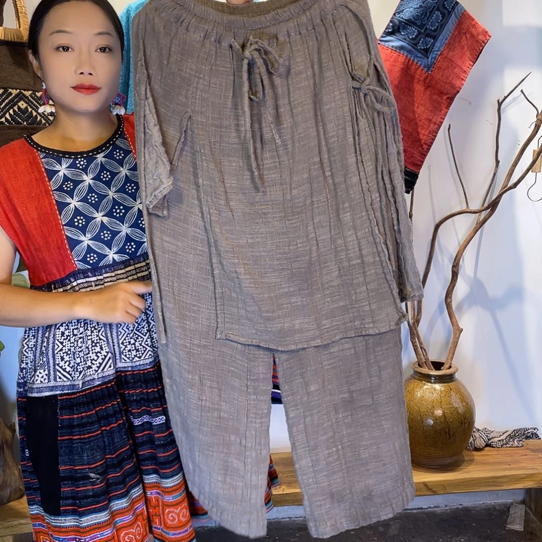织绣手工制作工艺裤子