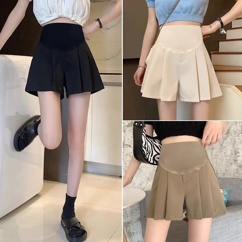 孕妇短裤夏季新款小个子宽松显瘦阔腿裤薄款外穿百搭休闲百褶底裤