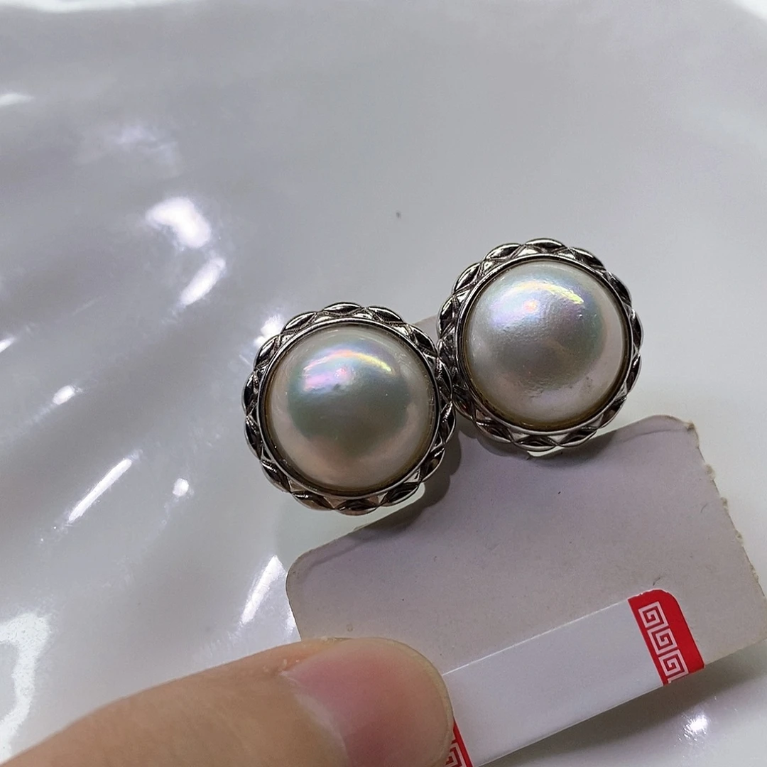拼合珍珠（马贝珠）耳饰银S925镶嵌