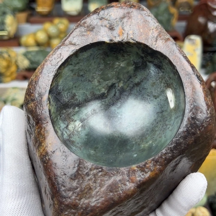 岫岩河磨玉（透闪石质玉）未镶嵌把件大**简