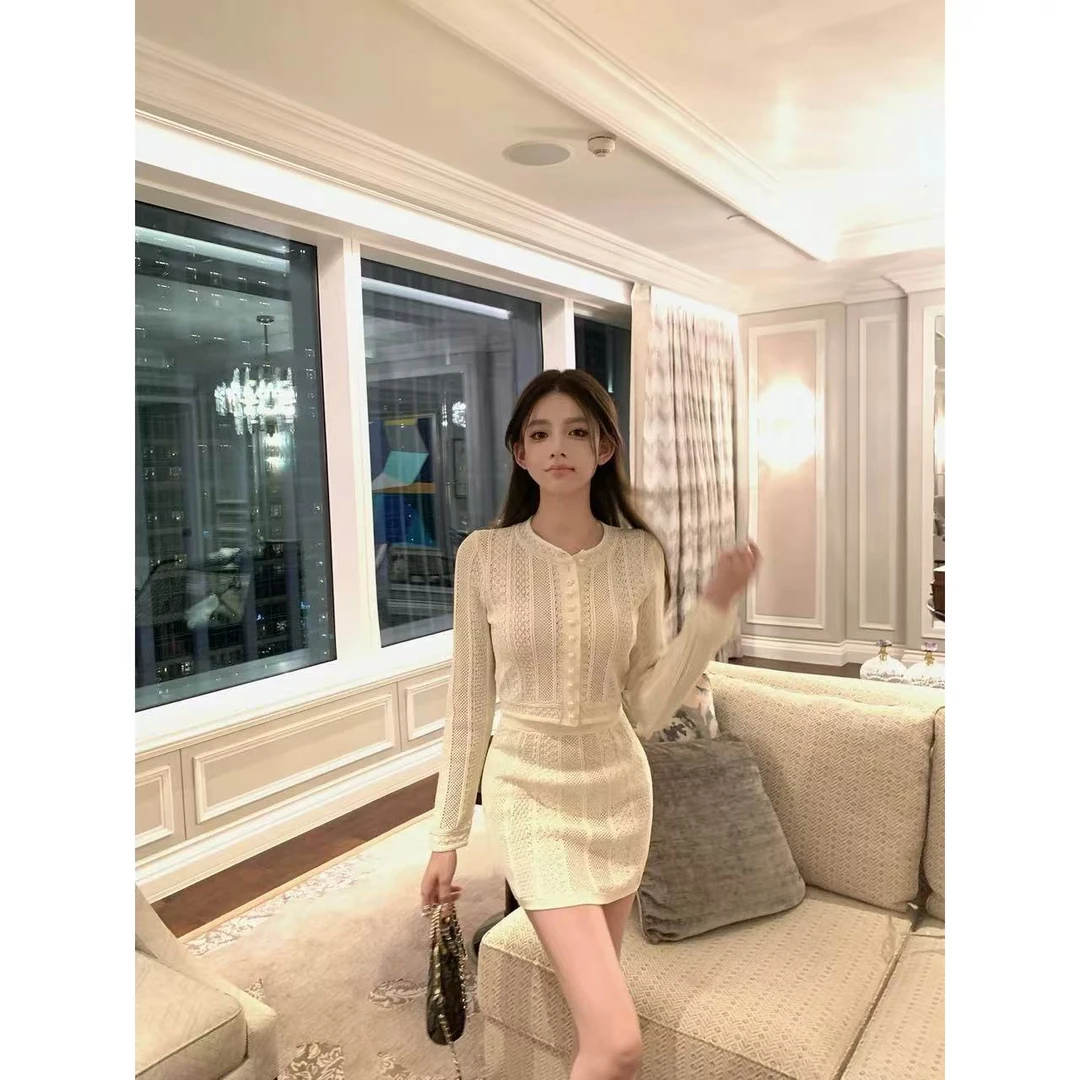 2025春季新款高级感长袖气质上衣包臀半身裙套装