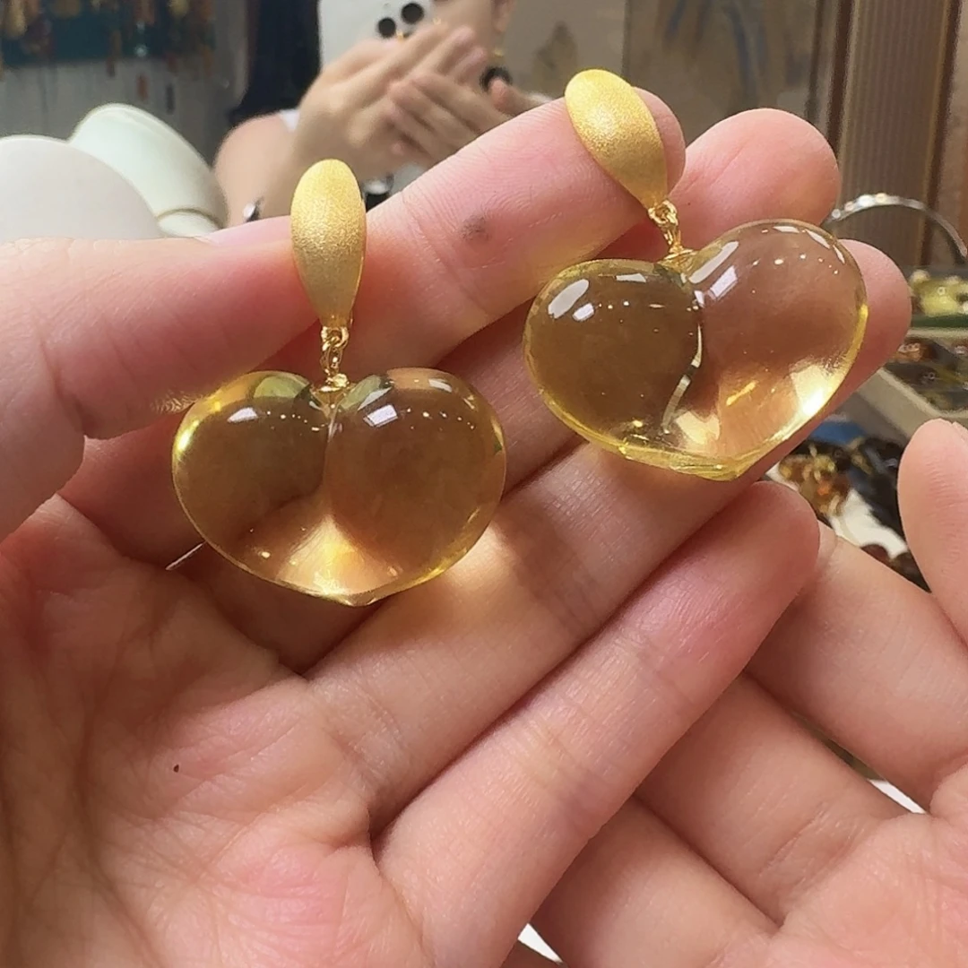 琥珀未镶嵌颈饰耳坠