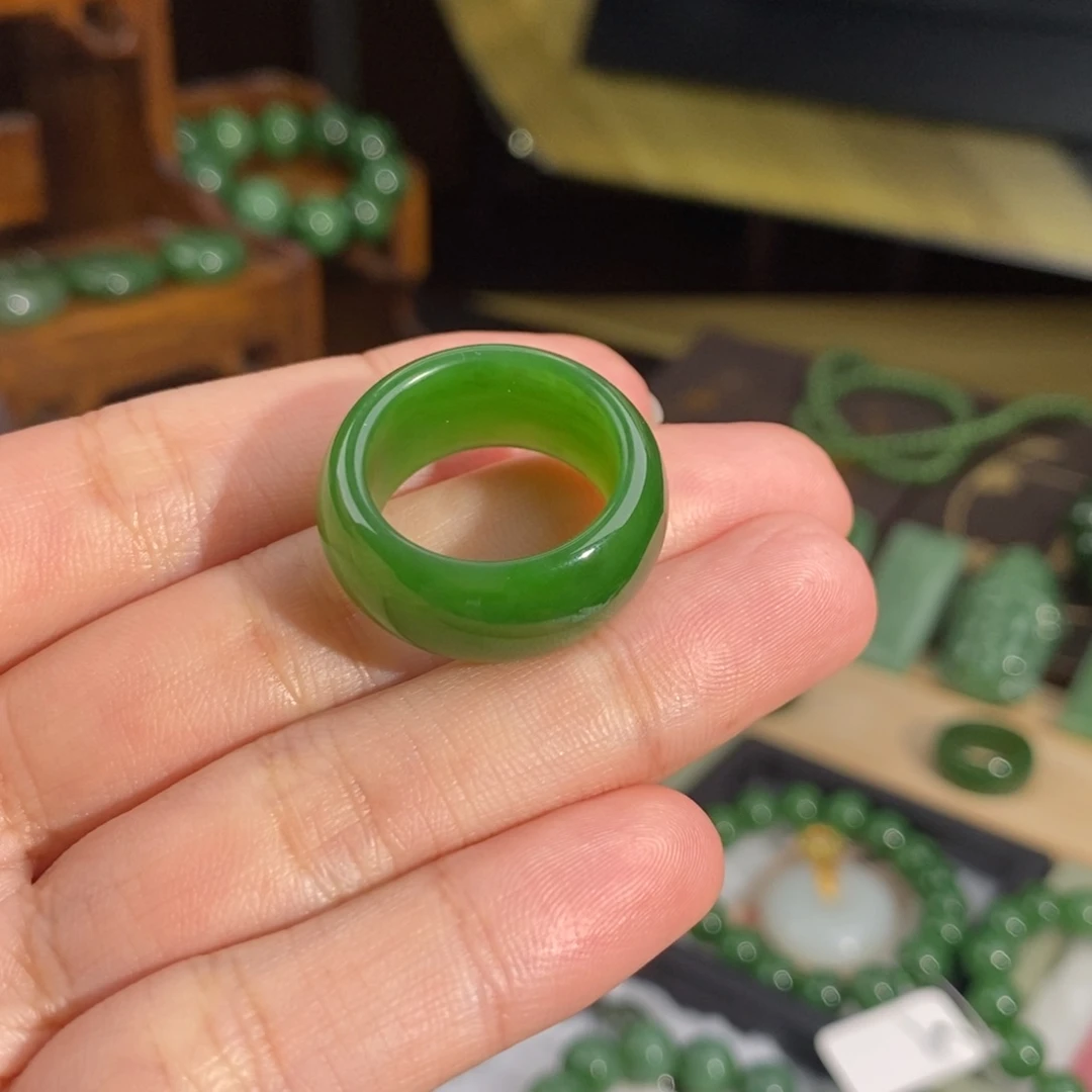 和田玉（碧玉）戒指未镶嵌T**L19.3
